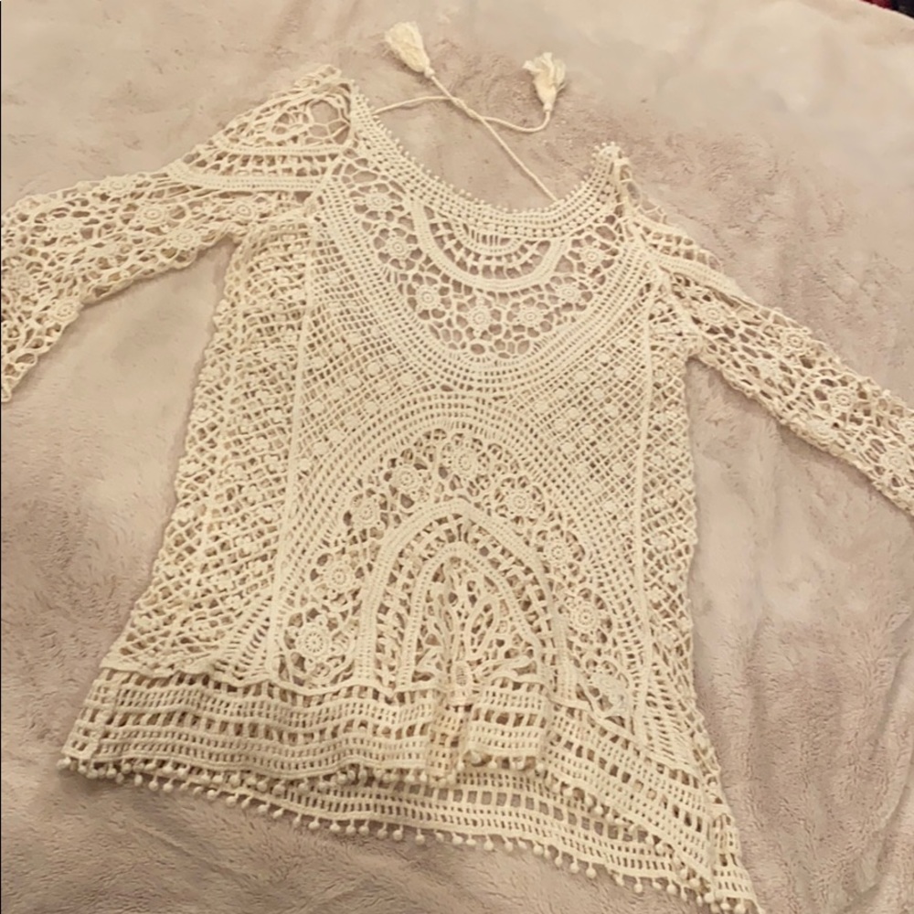 Crochet Swimsuit cover with tie in back